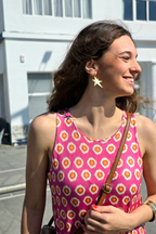 Vestido Elástico Estampado Célula Fucsia