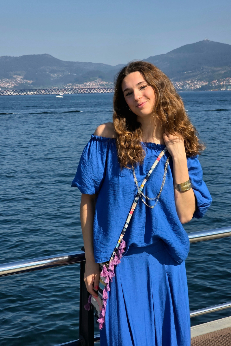 Blusa Manga Globo Palabra de Honor Azulón