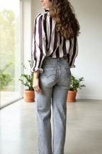 Vaquero Wide Leg Gris con Detalle en Bajo