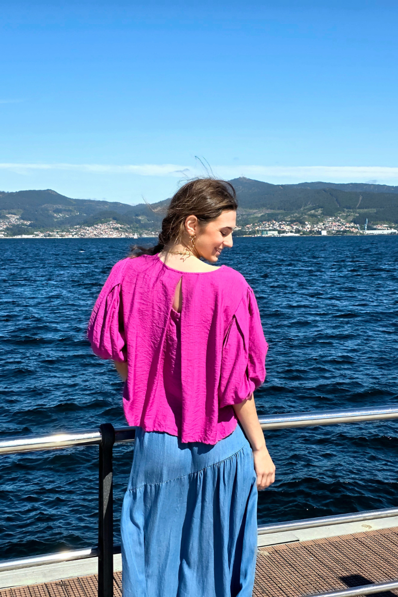 Blusa Manga Globo Magenta