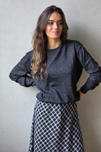 Jersey de brillo cuello redondo negro