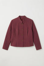 Chaqueta de rayas cuello maho granate