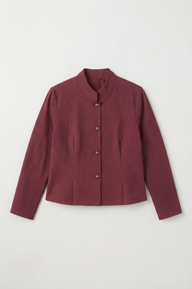 Chaqueta de rayas cuello maho granate