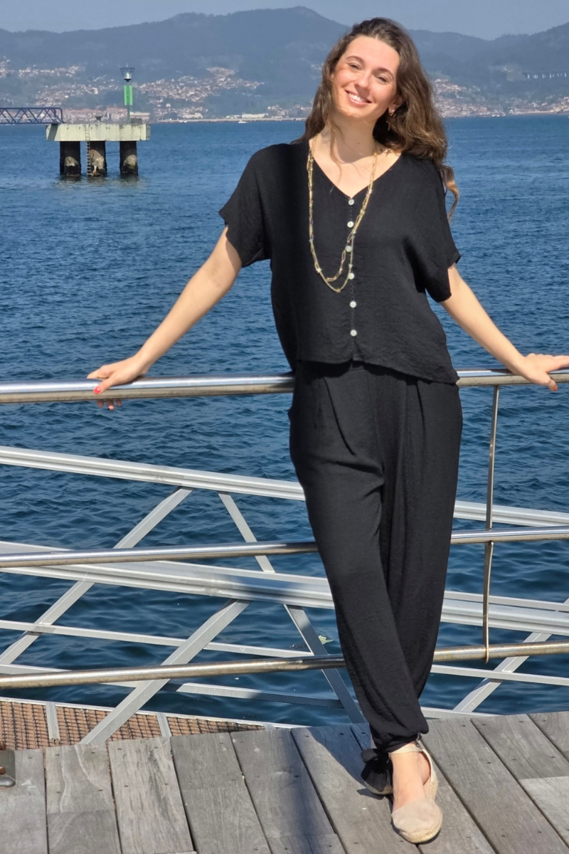 Blusa de Botones Negro