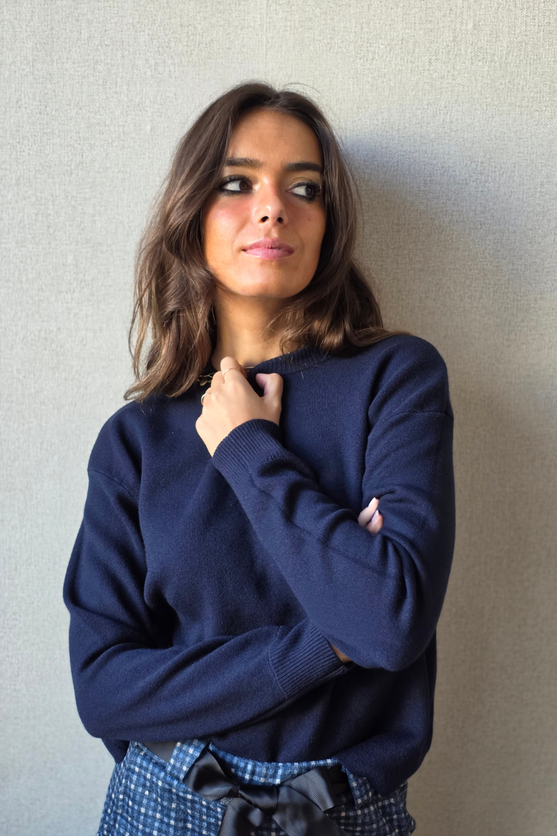 Jersey Arancha cuello redondo corto azul marino