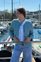 Chaqueta Vichy Beige con Botones verde