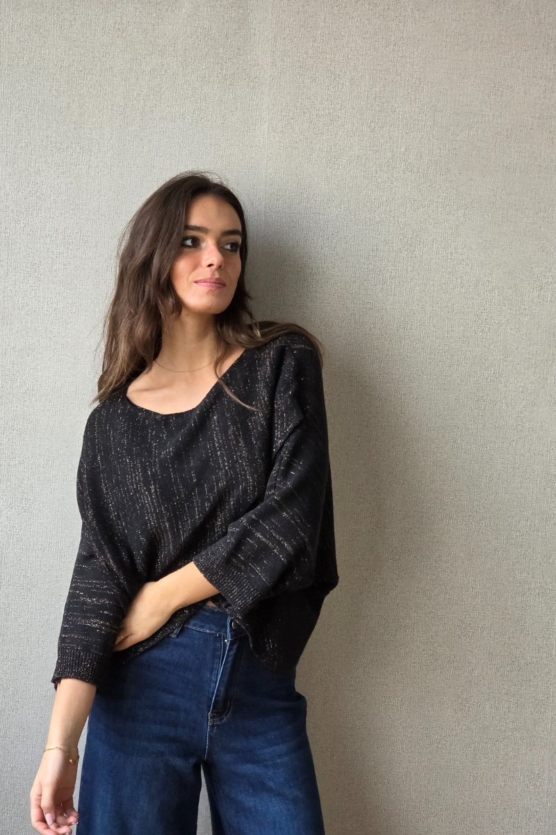 Jersey cruzado con brillo negro