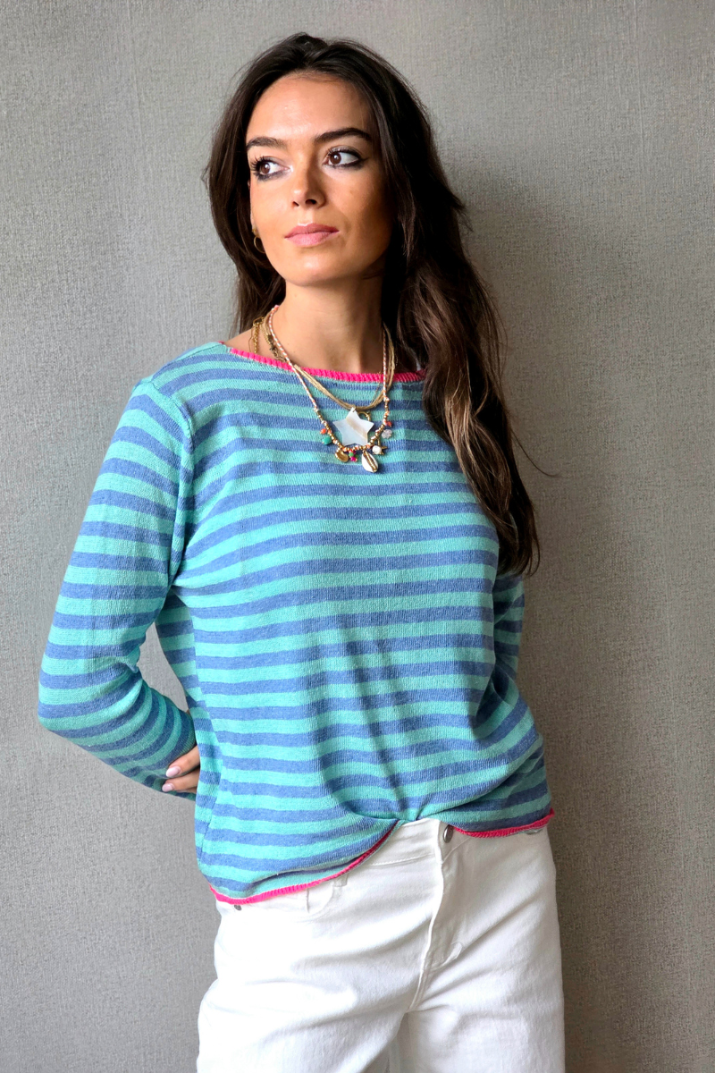 Jersey Sunset Rayas Turquesa