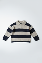 Jersey de rayas con cuello camisero azul marino