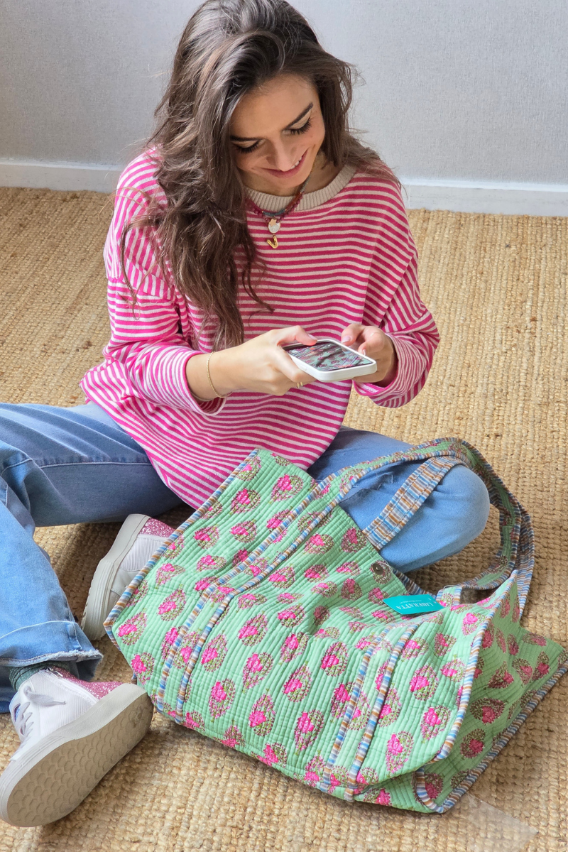 Jersey Oversize de Rayas Finas Fucsia