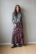 Falda de franela de cuadros escoceses berenjena