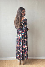 Vestido estampado flores negro