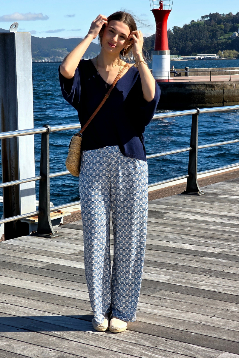 Pantalón Estampado Conchas Marino elástico