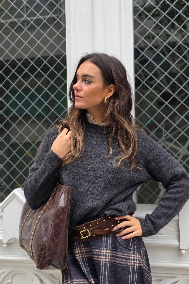 Jersey greca tricotada gris