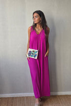 Vestido Asas con Bolsillos Magenta