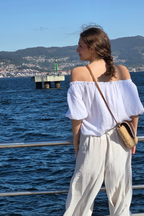 Blusa Manga Globo Palabra de Honor Blanca