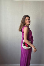 Pantalón tipo lino magenta