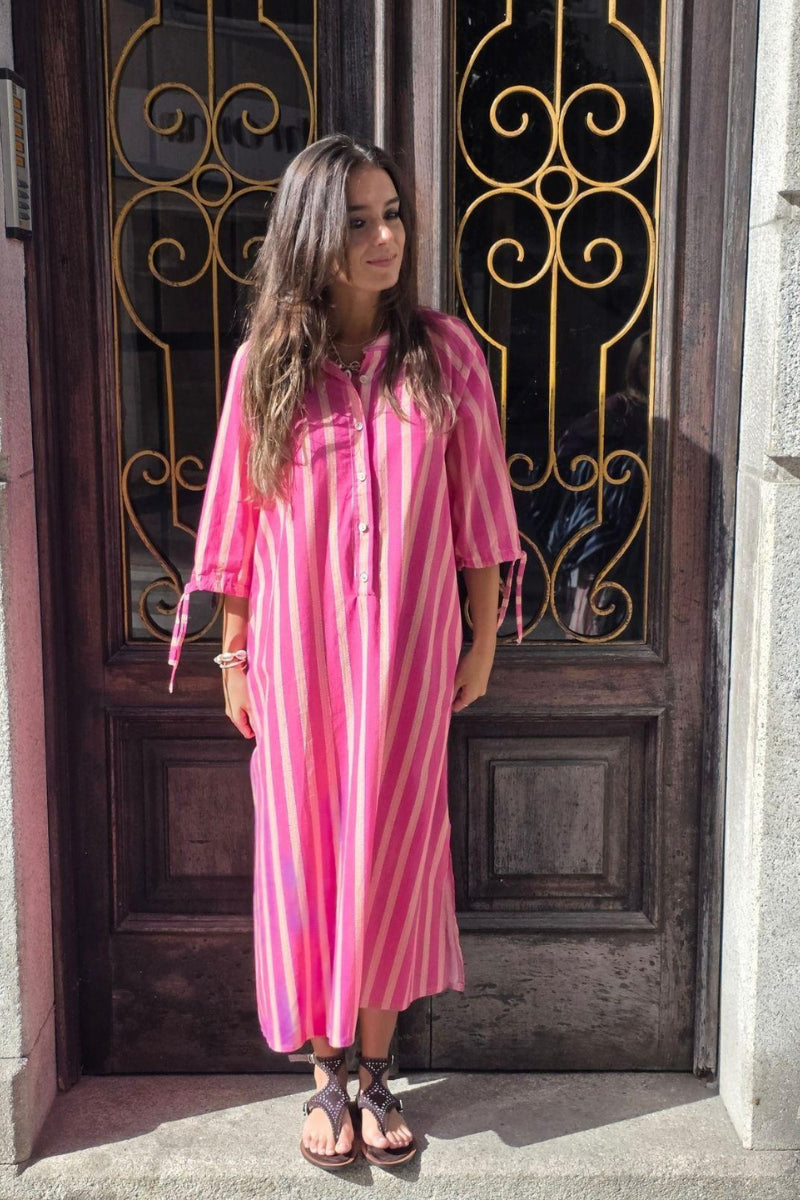 Vestido oversize tipo kurta con manga francesa naranja