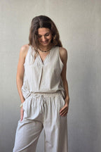 Blusa tipo lino beige