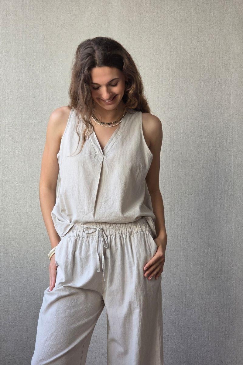 Blusa tipo lino beige