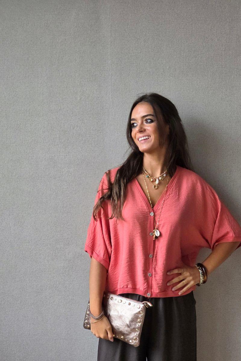 Chaqueta manga corta coral