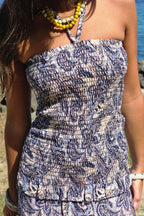 Vestido palabra de honor beige