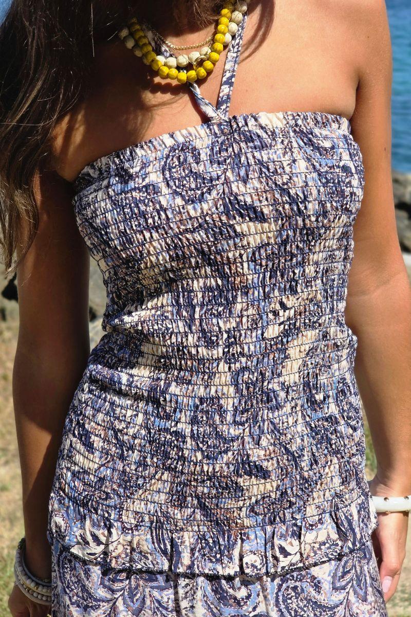 Vestido palabra de honor beige