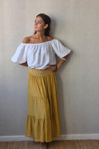 Falda bámbula zigzag mostaza