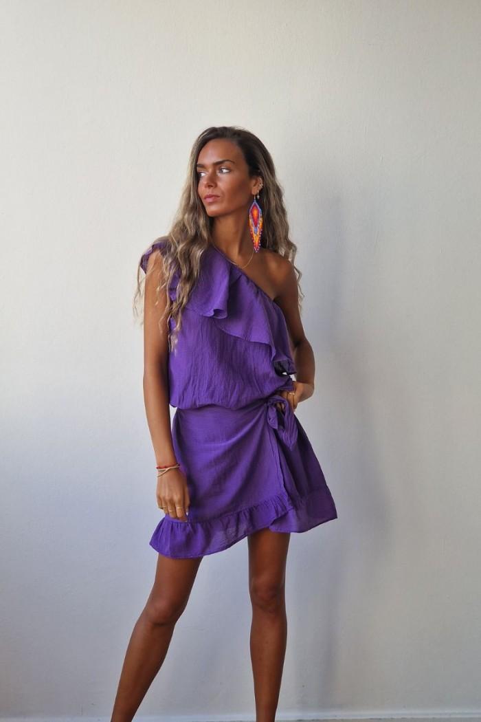 Mini falda con lazada delantera en color morado
