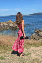 Vestido palabra de honor rojo