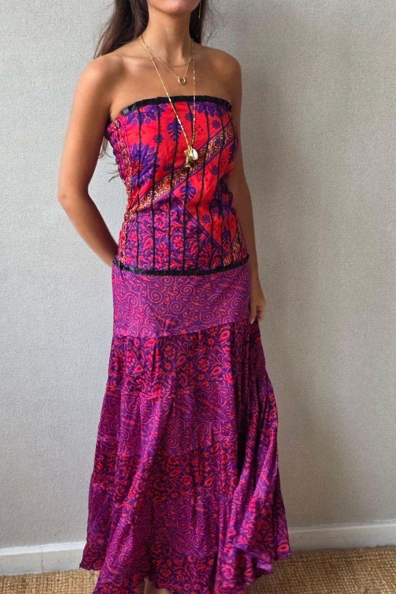 Vestido palabra de honor indio nido de abeja
