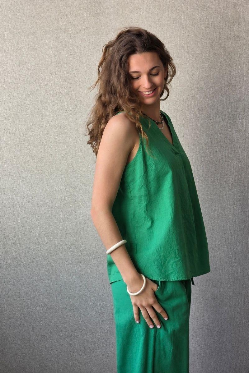 Blusa tipo lino verde