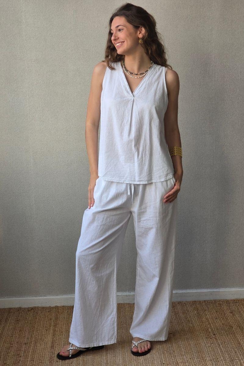 Blusa tipo lino blanca