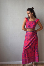 Conjunto con estampado de flores morado