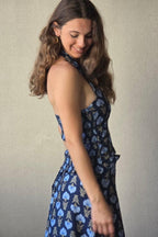 Top de flores boho azul