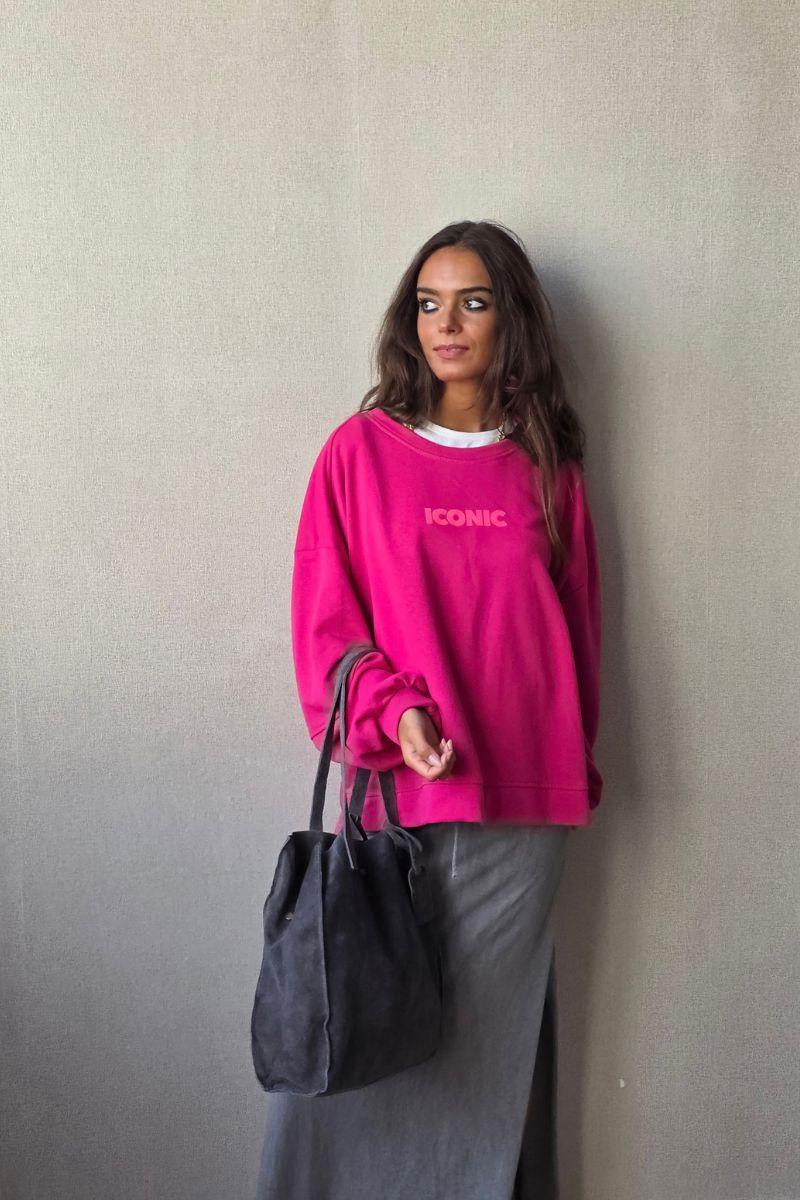 Sudadera oversize  iconic fucsia