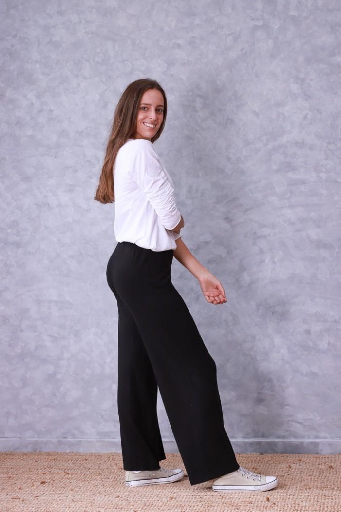 Pantalón culotte de punto negro