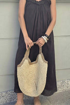 Bolso rafía en color natural y dorado