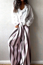 Pantalón de rayas palazzo rosa