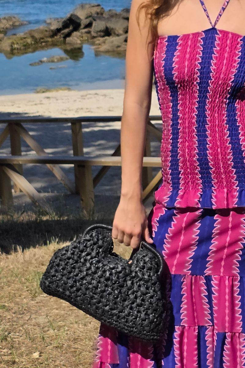 Bolso rafia de mano nego