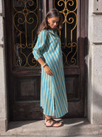 Vestido oversize tipo kurta con manga francesa mostaza