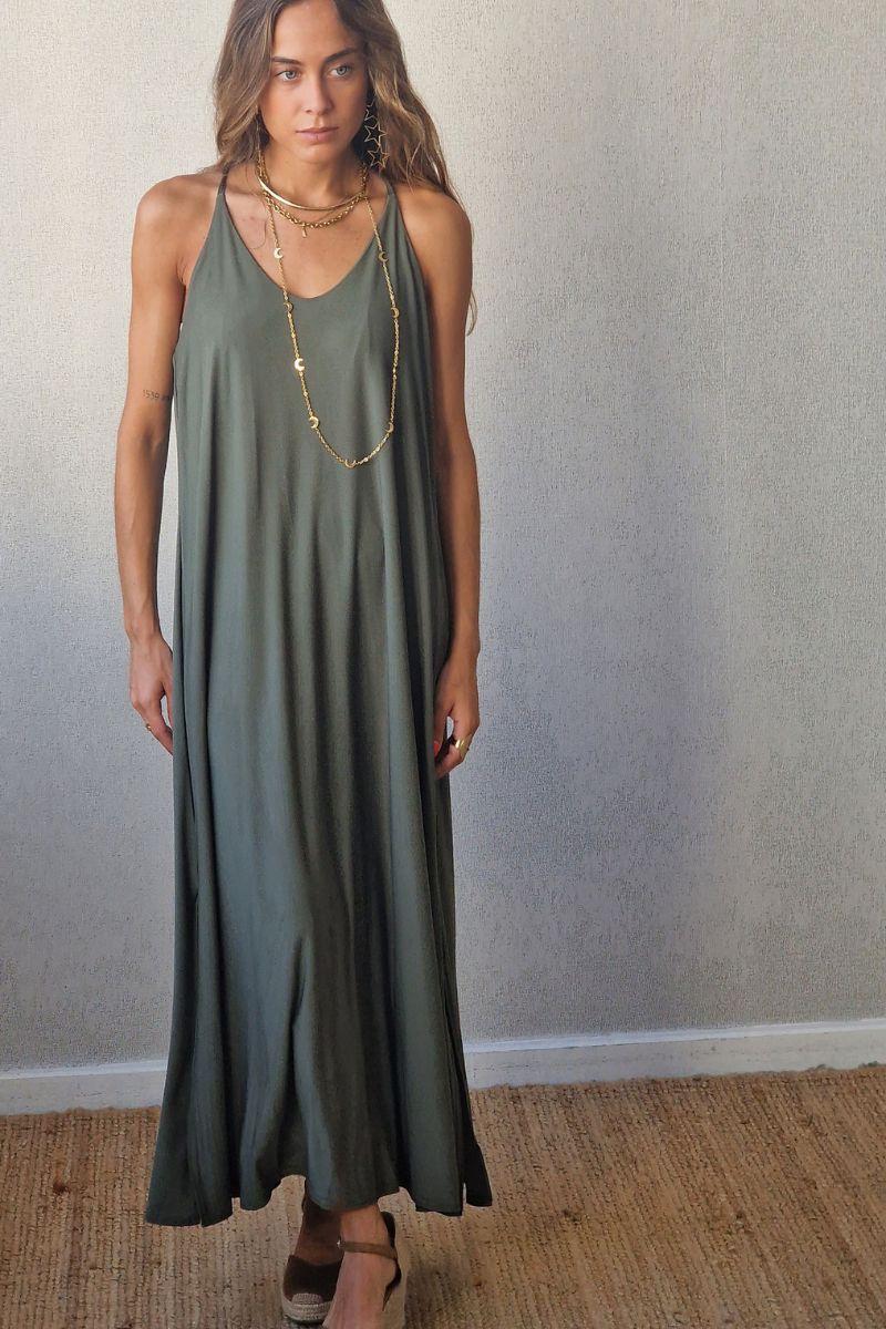 Vestido oversize verde militar