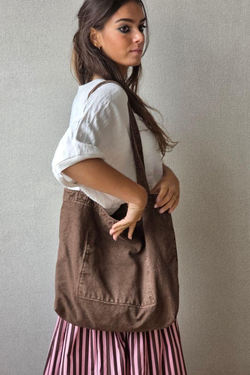 Bolso de tela lavado chocolate