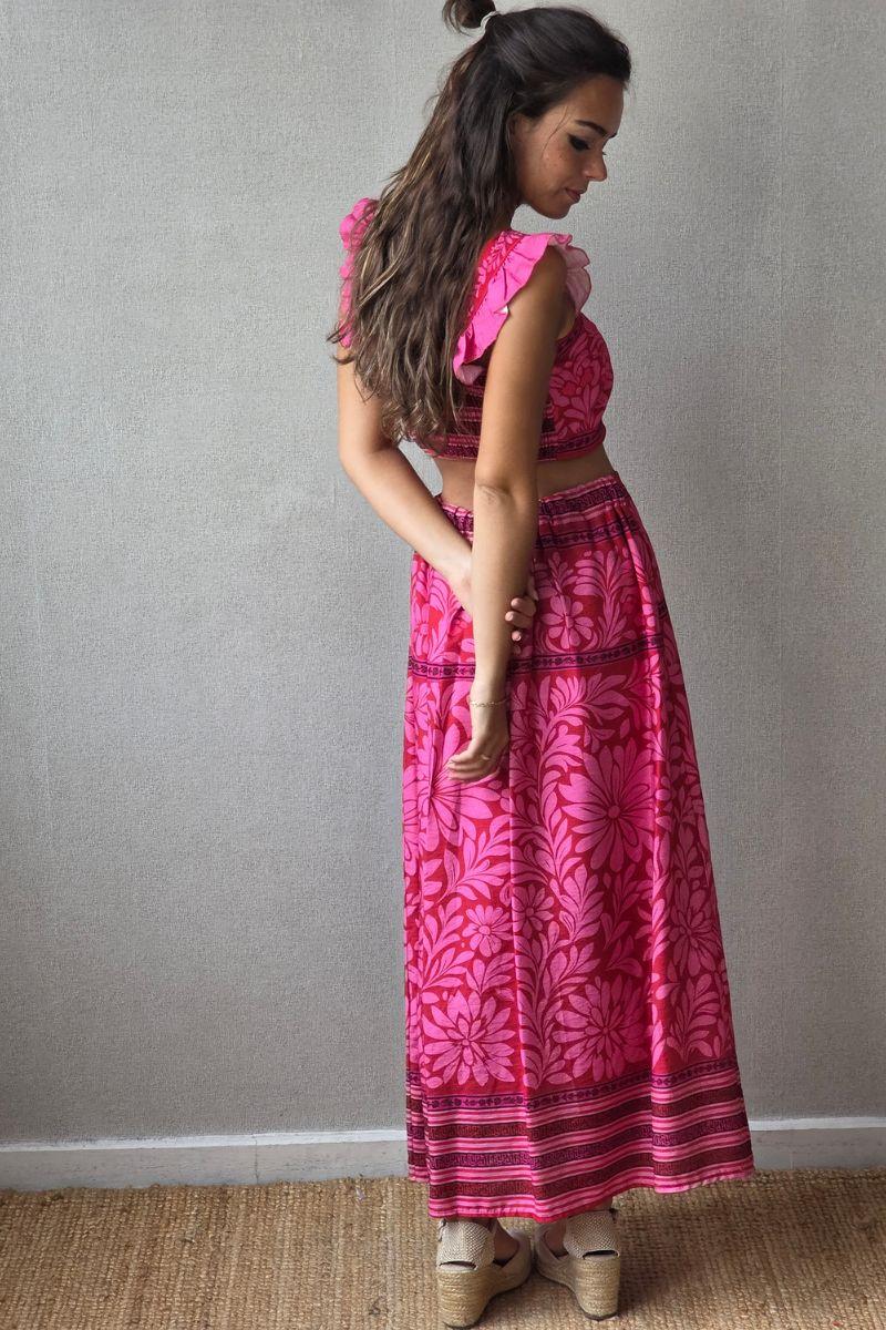 Conjunto con estampado de flores fucsia