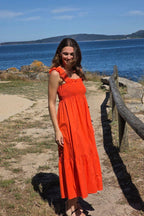 Vestido goma pecho coral