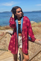 Kimono indio reversible en tonos azulones