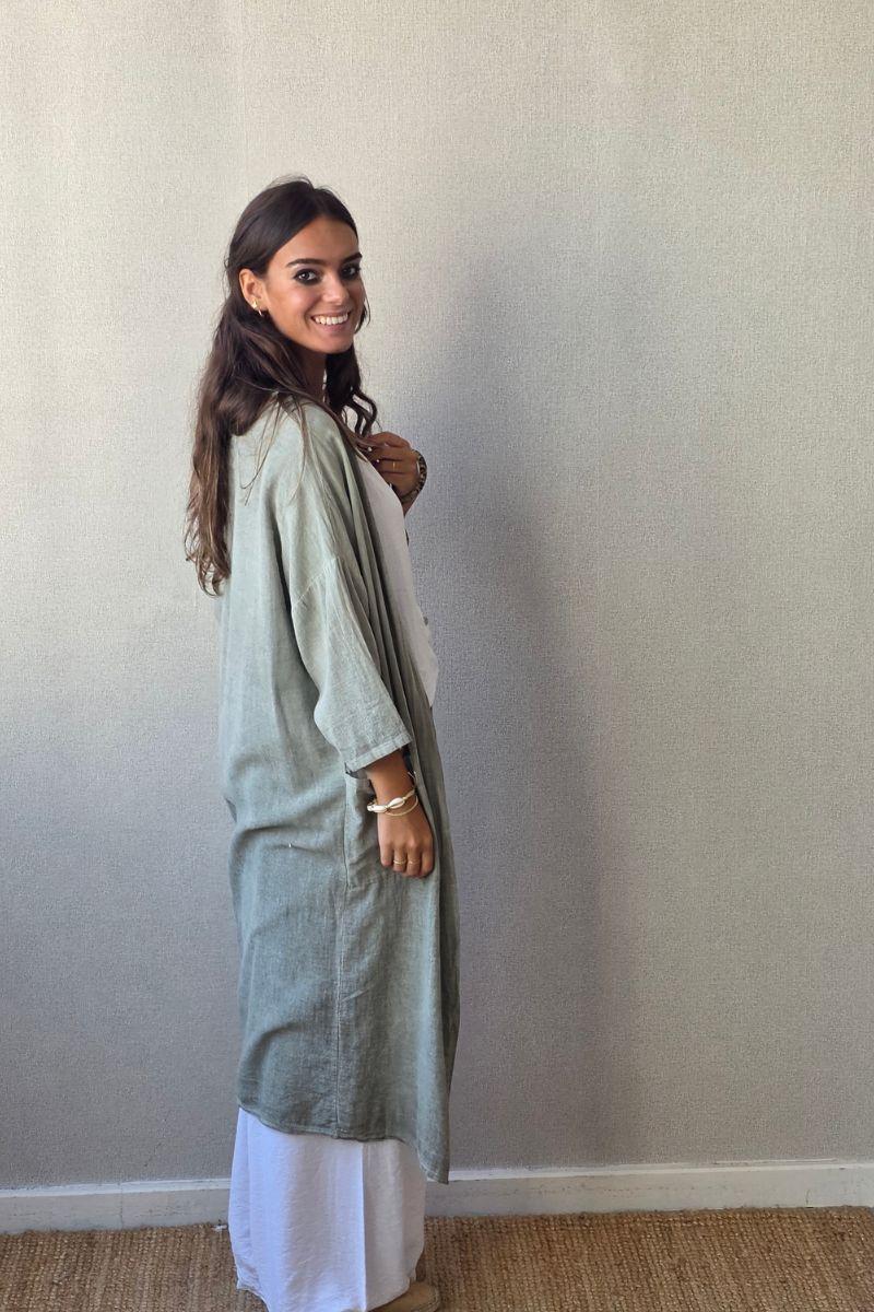 Kimono algodón verde militar