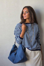 Jersey de rayas marino/jeanas