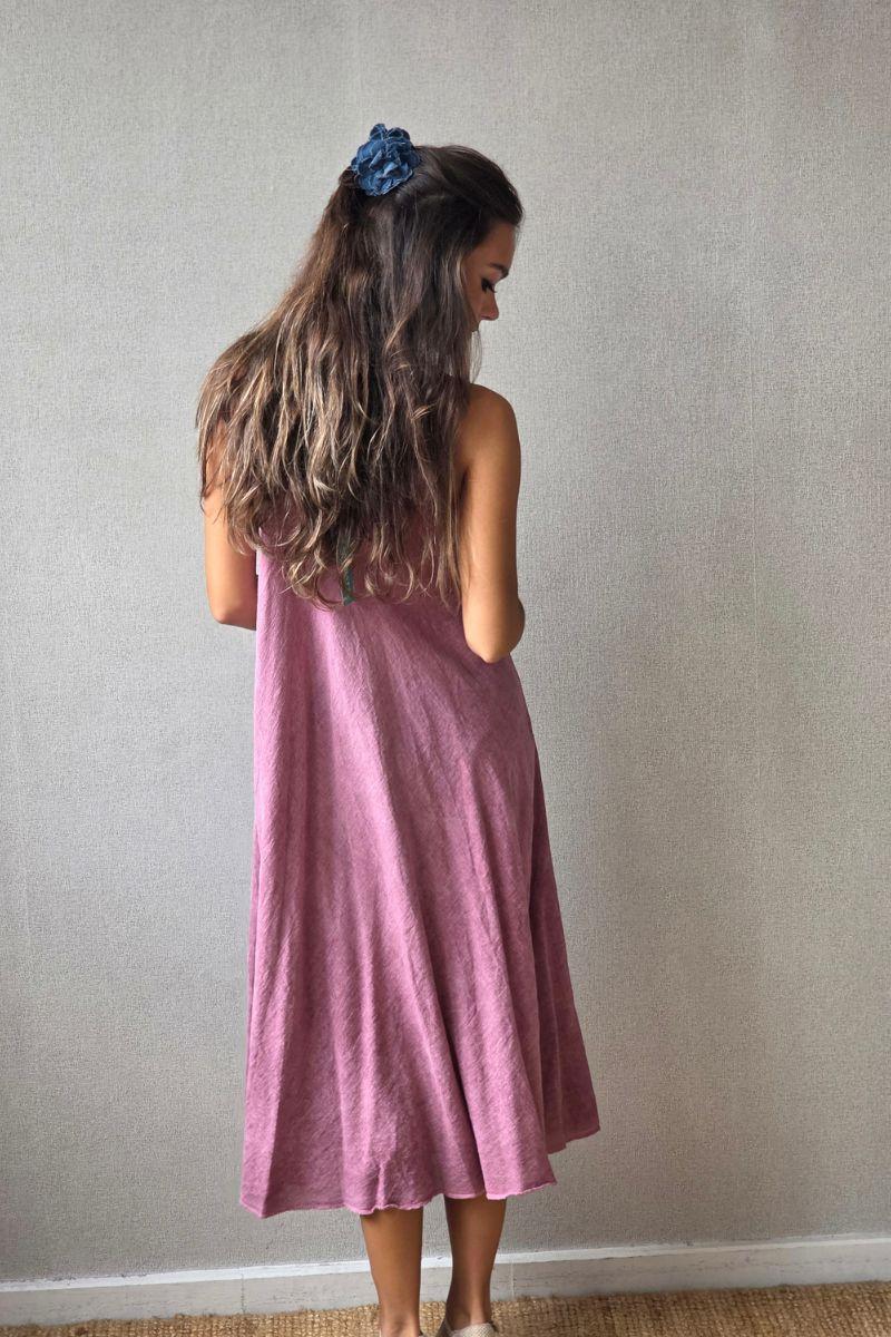 Vestido de tirantes cortado al bies lila