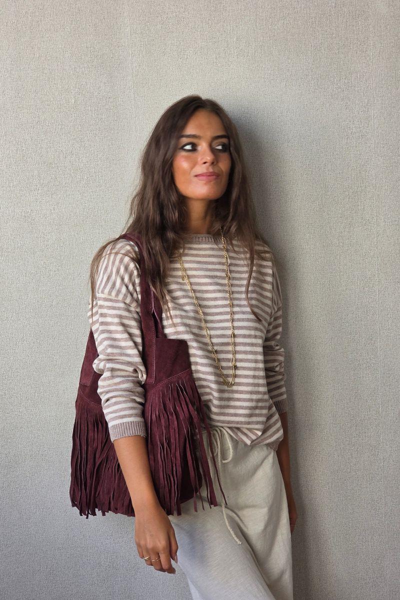 Jersey de rayas topo y beige